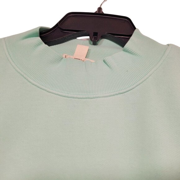 Goodthreads Women's Heritage Fleece Ruffle Shoulder Sweatshirt Mint Green XXL - Picture 3 of 11